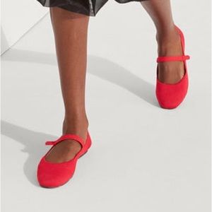 Rothy’s The Square Toe Mary Jane Slip On Flats Red Size 9.5